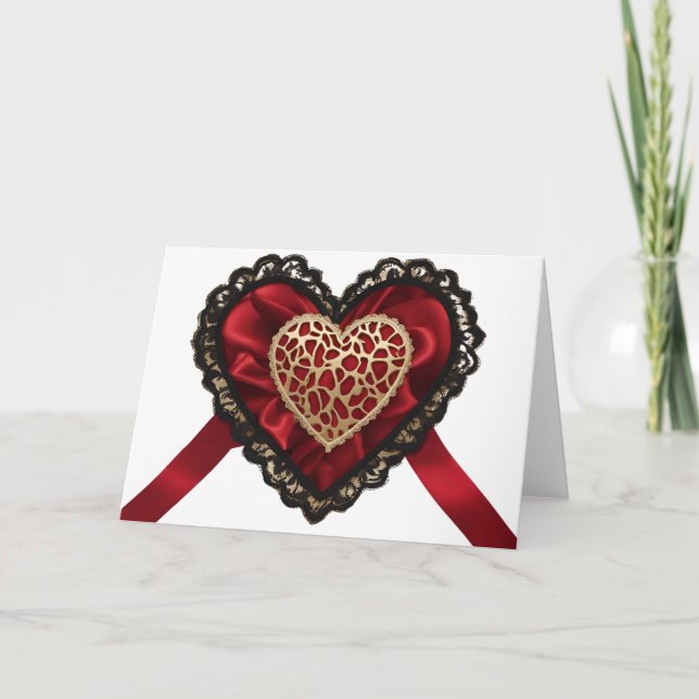Carte Cœur de voiture de la Saint-Valentin en dentelle n (Devant)