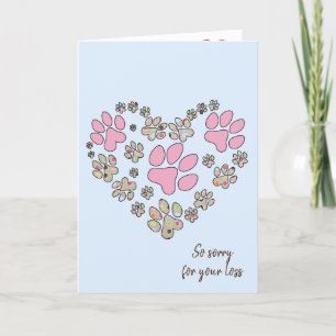 Carte Cœur d'empreinte de patte pour perte d'animal de c