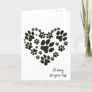 Carte Cœur d'empreinte de patte pour perte d'animal de c