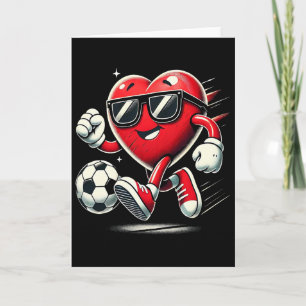 Carte Cœur drôle jouant au football à la Saint-Valentin 