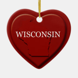 Carte Coeur du Wisconsin Ornement de Noël