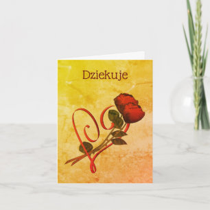 Carte Coeur Dziekuje Merci Rouge Roses