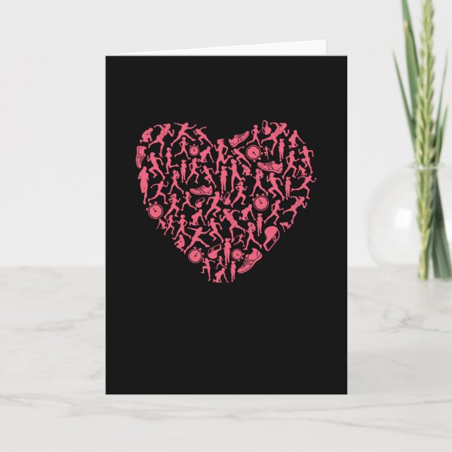 Carte Cœur en course - Silhouettes de femmes coureuses (Devant)