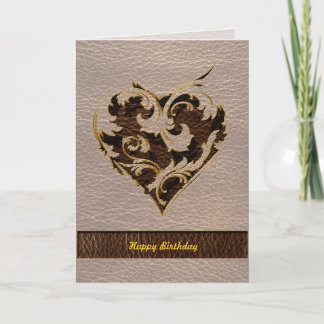 Carte Cœur en cuir doux