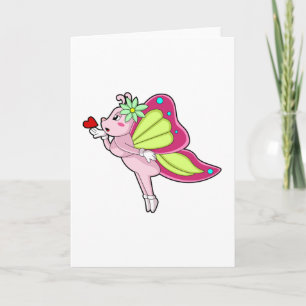 Carte Coeur en fleurs papillon