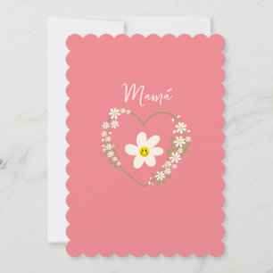 Carte Coeur Fleur Rétro, Visage heureux, maman espagnole