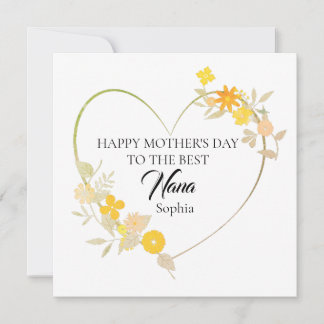 Carte Cœur floral personnalisé avec le nom de Nana pour 