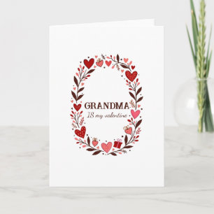 Carte Cœur Floral Rétro Saint Valentin Grand-mère Maman 