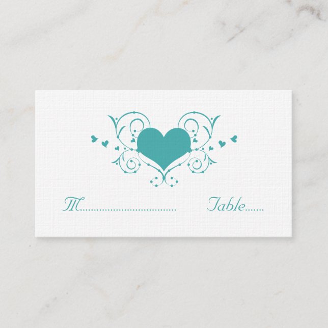 Carte Coeur Flourish Place, Turquoise (Devant)