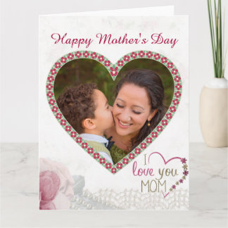 Carte Coeur heureux du jour de mère personnalisé
