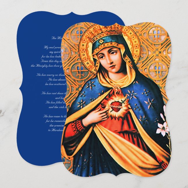 Carte Coeur immaculé de Marie avec Magnificat (Devant / Derrière)