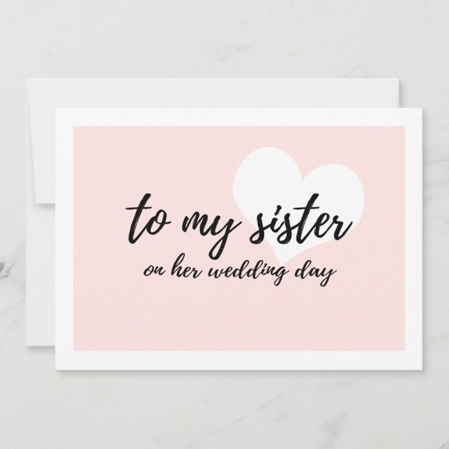 Carte Coeur mignon "à ma soeur le jour de son mariage" (Devant)