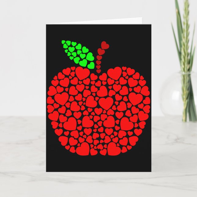 Carte Cœur Mignon Apple Rouge Hommes Femmes Drôle Saint- (Devant)