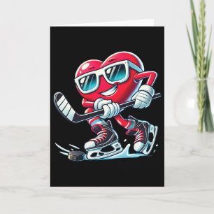 Carte Cœur mignon jouant au hockey sur glace pour la Sai
