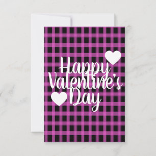 Carte Cœur moderne de la Saint-Valentin à carreaux rose