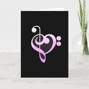 Carte Coeur musicien de musique rose