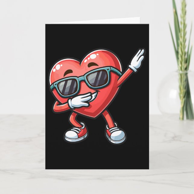 Carte Cœur qui fait le dab Funny Saint Valentin Dab Dans (Devant)