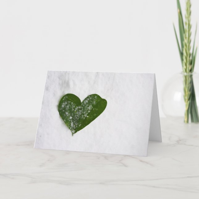 Carte Coeur romantique de neige de l'hiver de la nature (Devant)