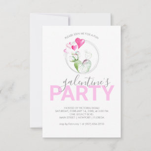 Carte Coeur rose Cactus Galantine fête d'anniversaire