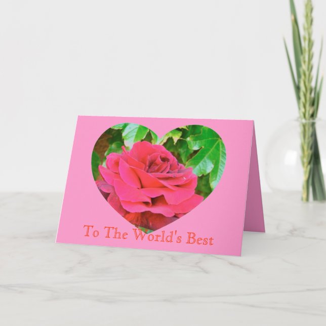 Carte Coeur Rose de la fête des mères (Devant)