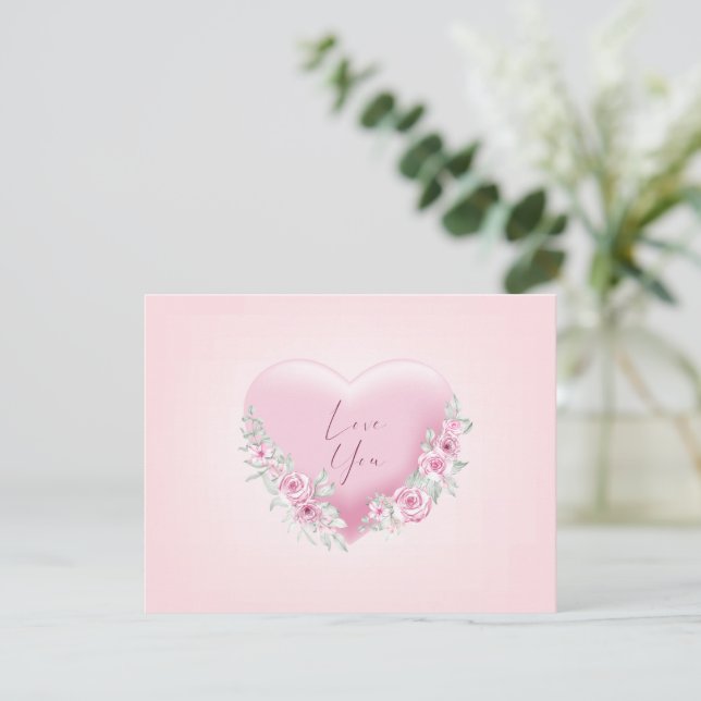 Carte Cœur Rose de la Saint-Valentin (Debout devant)