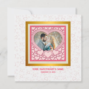 Carte Cœur Rose Élégant Bonne Saint-Valentin Élégant