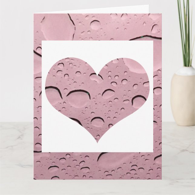 Carte Coeur Rose Gold Rose Pâle Goutte d'Eau Abstrait Mi (Devant)