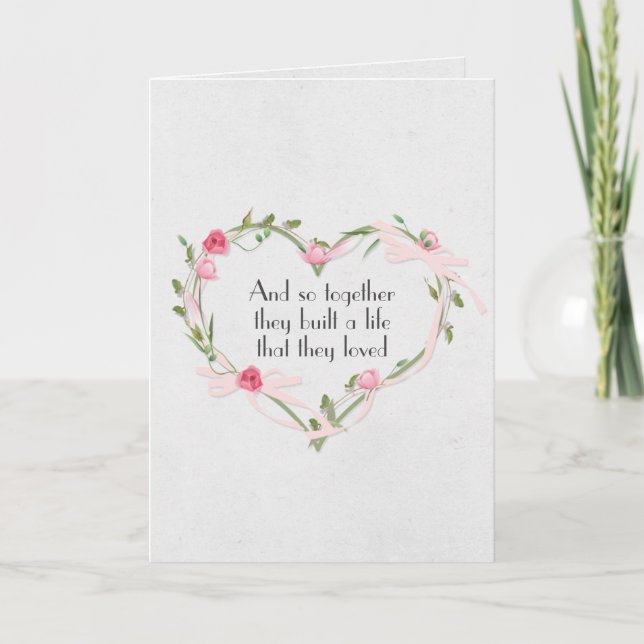 Carte Coeur Rose Mariage rose (Devant)