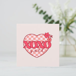 Carte Coeur rose Xoxo Hugs et baisers