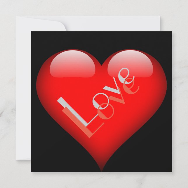 Carte Cœur Rouge Attractive Parisian Amour Mariage (Devant)