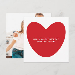 Carte Coeur rouge mignon texte personnalisé photo Saint 