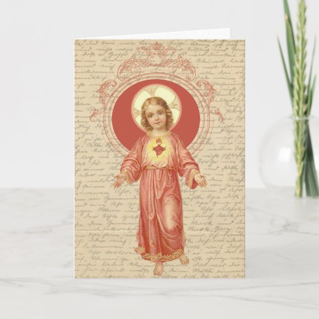 Carte Coeur sacré du cru de Jésus d'enfant religieux (Devant)