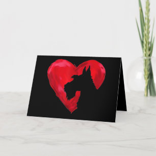 Carte Coeur Schnauzer Silhouette Valentines Jour de l'am