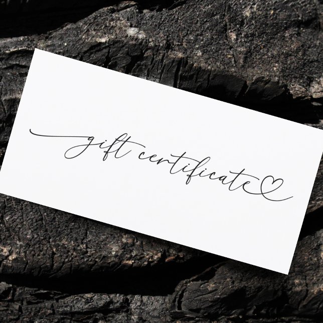 Carte Coeur Script Plain Business Logo Certificat cadeau (Créateur téléchargé)