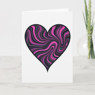 Carte cœur simple rose tourbillonnant