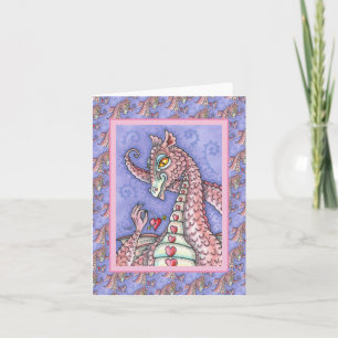 CARTE COEUR SUR UNE CHAÎNE DRAGON ROSE VALENTINE, IMAGIN