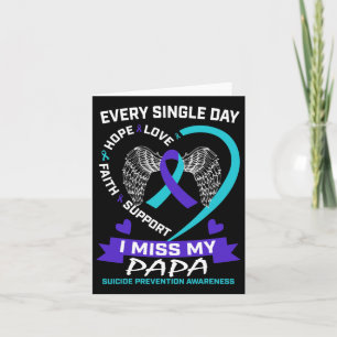 Carte Coeur Turquoise pourpre I Miss Papa Suicide Sensib