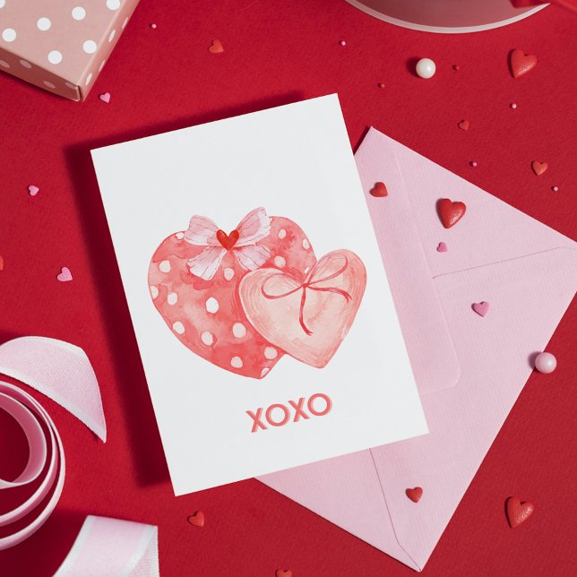 Carte Coeur XOXO Valentines rose et rouge (XOXO Pink and Red Valentines Heart Card
)
