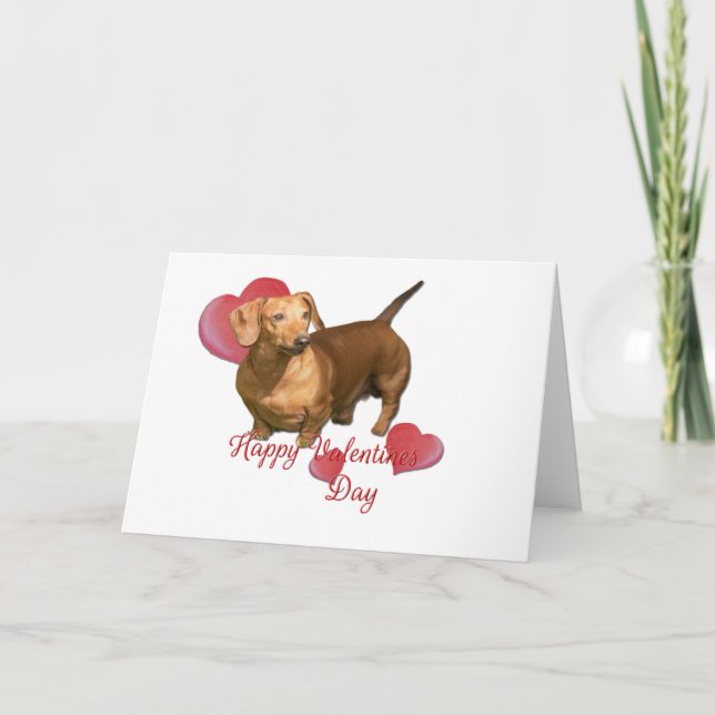 Carte Coeurs de la Saint-Valentin du Dachshund Rouge mig (Devant)