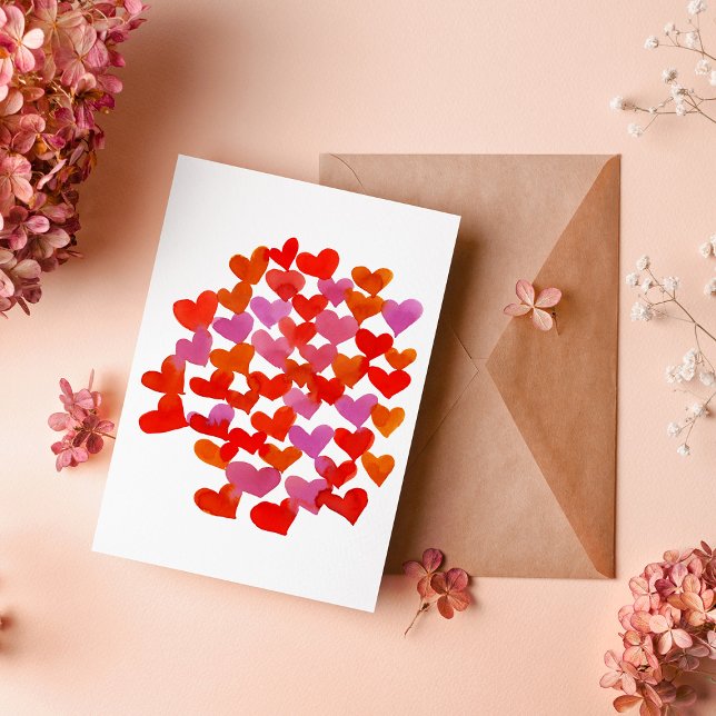 Carte cœurs de la Saint-Valentin - rose et orange (Créateur téléchargé)