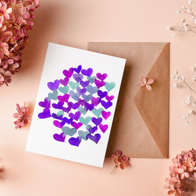 Carte Cœurs de la Saint-Valentin - violet et aqua (Créateur téléchargé)