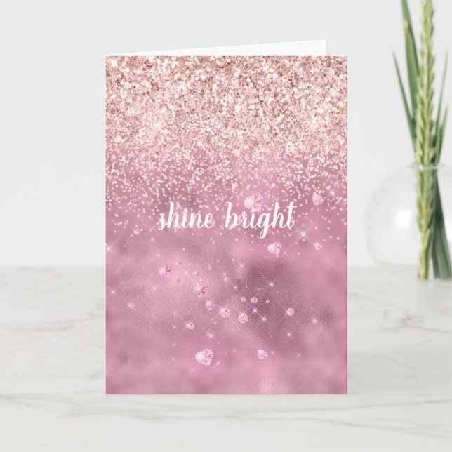 Carte Coeurs de Parties scintillant rose brillant (Devant)