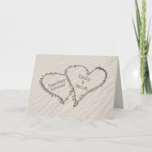 Carte Coeurs de plage mariages dans le sable dérive