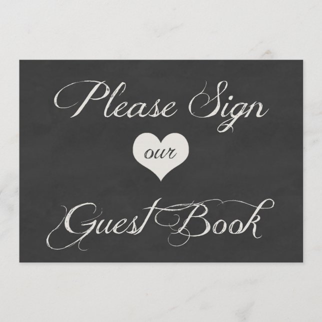 Carte Cœurs de tableau noir Mariage | Livre d'or (Devant)