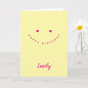 Carte Cœurs de visage souriant personnalisés, Anniversai