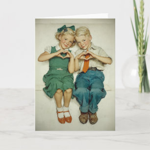 Carte Cœurs doux vintage de l'enfance