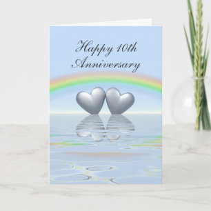 Carte Cœurs en fer-blanc pour 10e anniversaire