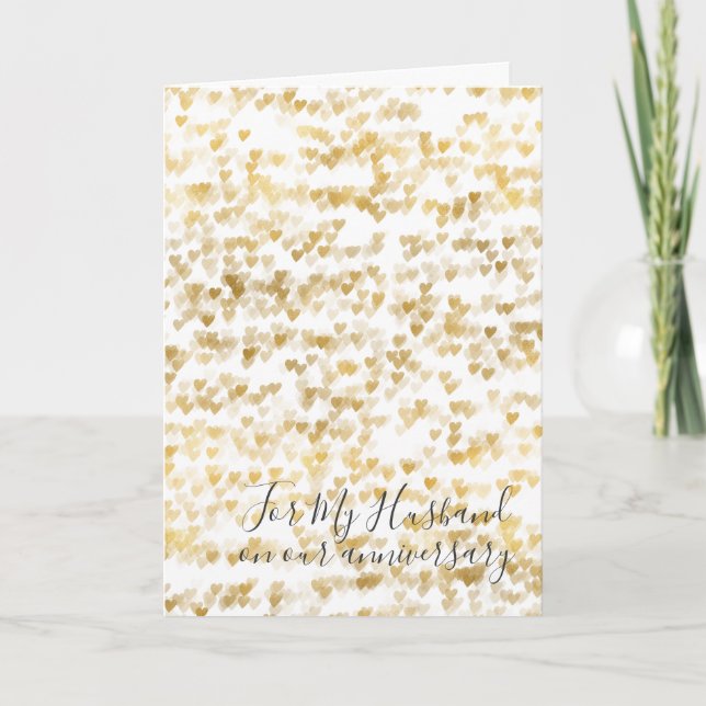Carte Cœurs en or d'anniversaire Romantique Je t'aime (Devant)