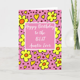 Carte Coeurs et marguerite Meilleure tante Anniversaire