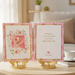 Carte Cœurs floraux de rose rose style 3D pour la fête d